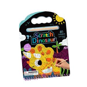 Scratch Art Book para niños con Stylus de madera Rainbow Creative Dinosaur DIY Drawing Toys Set Kit de pintura - Product Image 1