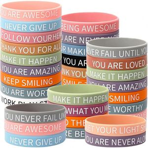 Pulsera Deportiva de Silicona con Texto Motivacional, Brazalete de Goma con Logotipo Personalizado, Pedido al por Mayor OEM, Mensaje Inspirador, Impresión Suave, Uso Diario - Product Image 2