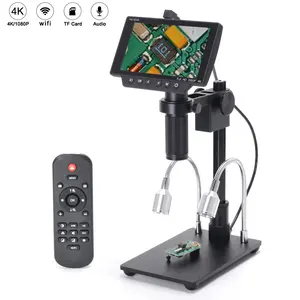 Mikroskop Digital 34MP layar 4K 5 inci SONY CMOS HD Sensor 1080P 60FPS HDMI kompatibel USB & kamera WIFI 150X lensa c-mount