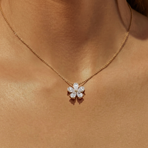 1.50CT Pear Cut Flower Shape Lab Grown Filled Diamond Pendant 14K Rose Gold IGI Certified Romantic Wedding Jewelry <b>Gift</b> Women's - Product Image 1