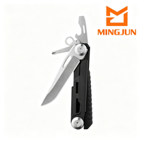 Couteau pliant multifonction EDC, outil de poche pour l'extérieur, ouvre-bouteille, tournevis, petit outil portable de 18,2 cm, boîte en cuir de vache