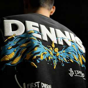 Camiseta con Hombros Caídos, Diseño 3D para Impresión Puff, Tejido de Punto, Bordado, Camiseta para <span class=keywords><strong>Hombre</strong></span>, Diseño Personalizado con Tu Propia Marca - Product Image 1