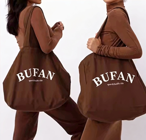 Bolsa <span class=keywords><strong>de</strong></span> Mano Grande <span class=keywords><strong>de</strong></span> Lona <span class=keywords><strong>de</strong></span> Algodón Marrón BFYS con Estampado <span class=keywords><strong>de</strong></span> Letras, Asa <span class=keywords><strong>de</strong></span> Cuerda, Reutilizable, Duradera, para Compras, Yoga, Deportes, Regalo - Product Image 3