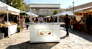 Carrito de Comida Moderno Personalizado de Madera, Barra de Aperitivos Portátil para Exteriores, Hotel, Parque, Diseño de Paneles de Madera, Muebles Comerciales - Product Image 6