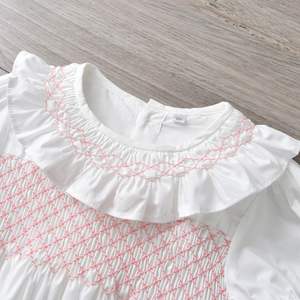 Tuta da bambino bianca estiva personalizzata fatta a mano in cotone organico per bambine tutine tinta unita vestiti Boutique per bambini - Product Image 4
