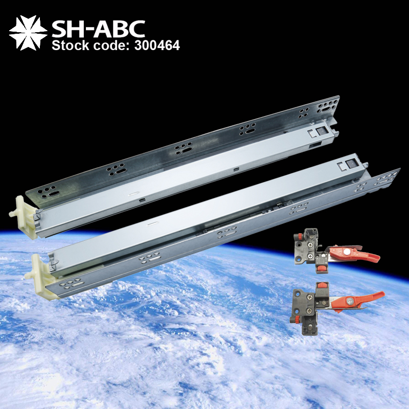 American US market type with bracket lock full extension soft closing close undermount concealed drawer slide