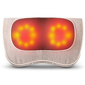 Neck <b>Support</b> Massage Pillow With <b>Heating</b> Vibration Tapping For Neck <b>Back</b> Relief Cotton Linen Color Plug In Electric Massager - Product Image 3