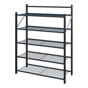 Metal Foldable <b>Shoe</b> <b>Rack</b> Multi Layer Simple <b>Storage</b> Standing Type 10-20 Pairs Rectangular Solid Color Support Structure - Product Image 2
