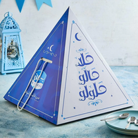 Boîte en Papier Pyramidale Écologique pour Plats à Emporter, Pâtisseries, Biscuits, Gaufres, Crêpes, Gâteaux, Pain, Traiteur, Emballage avec Insert et Ruban