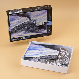 Boîte d'emballage rigide en carton noir mat imprimé <span class=keywords><strong>avec</strong></span> couvercle sécurisé pour puzzle, jouet éducatif pour enfants, rangement de cadeaux, feuille d'or de luxe - Product Image 3