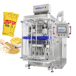 Automatic liquid garlic paste soybean paste sambal hot spice seasoning multi lane vertical filling and sealing machine