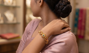 DIVYORO Royal Floral Gold Plated <b>Bracelet</b> with Marquise Cut Stone Detailing Luxury <b>Copper</b> Brass Women's Fashion Jewelry - Product Image 2