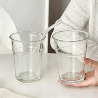 Ensemble de tasses à matcha YOUK en verre transparent blanc écologique, 2 tasses, 2 pailles, brosse de nettoyage, utilisation en extérieur, accessoires réutilisables
