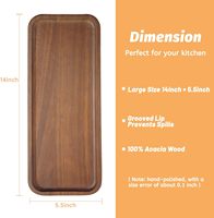 Plateau de service et planche à charcuterie en bois d'acacia durable, moderne, rectangulaire, 14 x 5,5 pouces, décoration de cuisine et de maison, plateau de fête