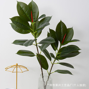 Hojas de árbol de caucho artificial Laixing de 53 cm y 90 cm, de PVC suave, resistentes a los rayos UV, para decoración del hogar y bodas. - Product Image 1