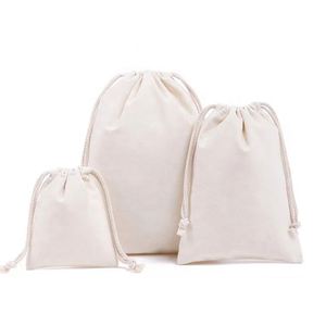 Custom Organic <b>Small</b> White Muslin Dust Linen Canvas <b>Draw</b> String Bags Cotton Drawstring Bag Pouch with logo - Product Image 1