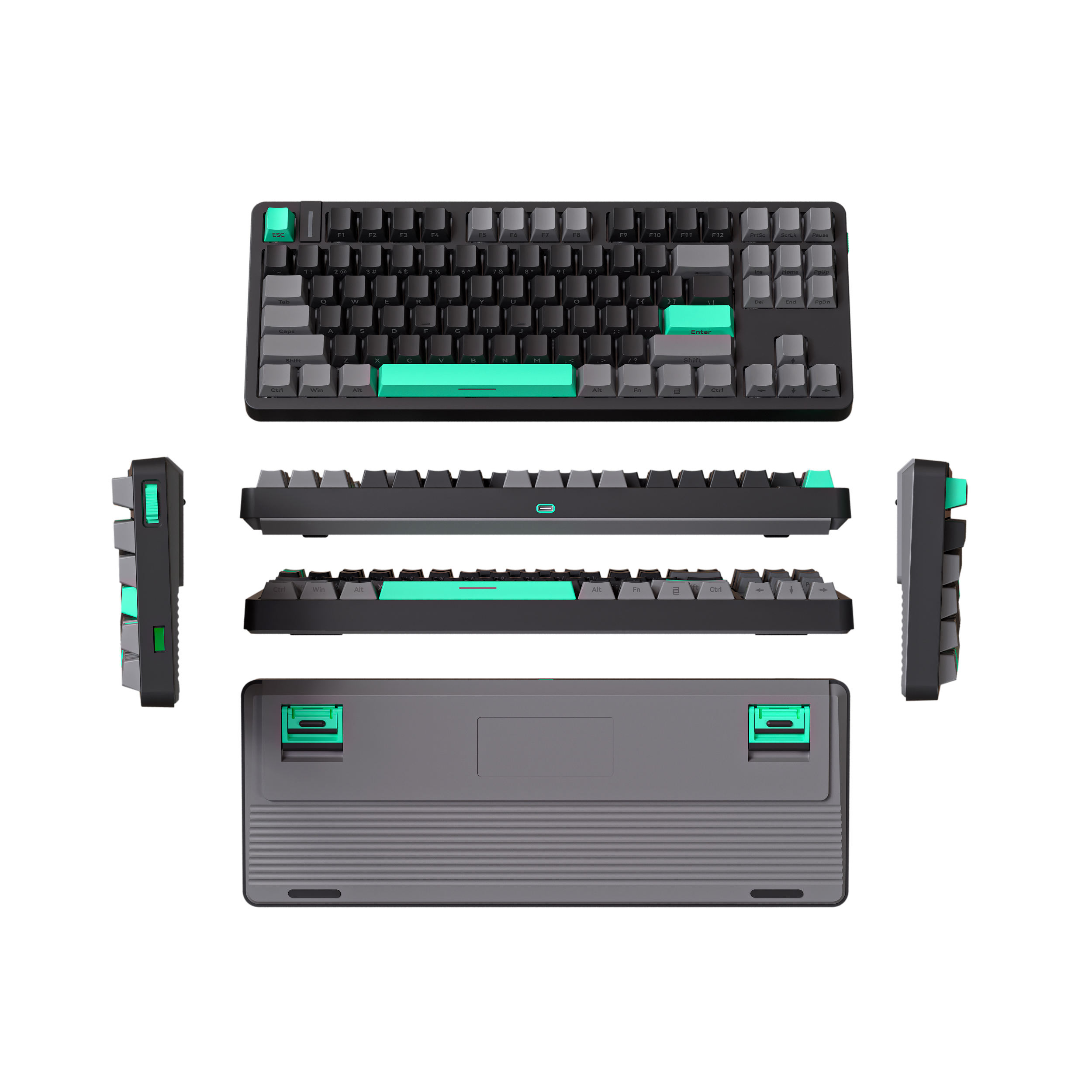 G87 Noir + Gris foncé + Vert