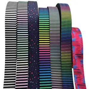 Custom Nylon Polyester Webbing Jacquard Printing Color Webbing Bag Strap Rainbow Seatbelt Webbing