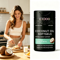 Capsules d'huile de coco pressée à froid naturelle, non OGM, sans gluten, végétaliennes, 100% d'ingrédients actifs purs