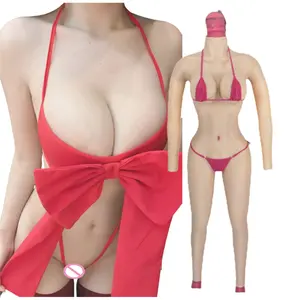 Crossdressing uomo-donna Transgender Body in Silicone con tette finte figa finta vagina Body completo in Silicone con braccia