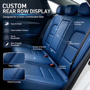 Fundas de Asiento de Coche de Cuero NAPA Ecológicas, Transpirables e Impermeables de Lujo TOPFIT para Civic, Golf, <span class=keywords><strong>Polo</strong></span>, X6, A7, Juego Completo - Product Image 4
