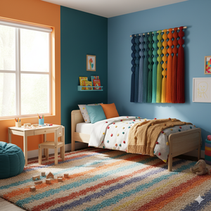 Decorazione da Parete in Macramè Fatto a Mano con Colori Sfumati, <span class=keywords><strong>Arte</strong></span> Murale Boho con Nappine in <span class=keywords><strong>Lana</strong></span> per Arredamento Rustico e Camera da Letto - Product Image 5
