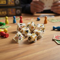 Jeu de dés polyédriques en résine verte, motifs floraux, accessoires pour jeux de rôle, de société et de stratégie