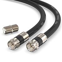 Cable Coaxial RG6 Macho-Macho con Conectores Tipo F, Cable de Extensión para Internet de Alta Velocidad, TV Digital y Satélite