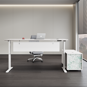 <span class=keywords><strong>Escritorio</strong></span> Ejecutivo Moderno <span class=keywords><strong>Blanco</strong></span> con Altura Ajustable SR-T247, Estación de Trabajo Individual Minimalista con Cajón para Oficina - Product Image 5