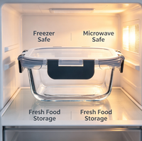 Boîte à lunch rectangulaire en verre borosilicate de 1040 ml, compatible micro-ondes, récipient de stockage alimentaire, boîte à repas bento pour les employés de bureau