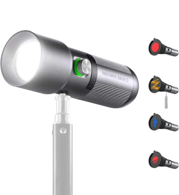 For BASICS RGB Photography Flashlight 4 Colors/20 Gobo Filters/7500mAh 10W Mini App-Controlled Portable LED Video Spotlight