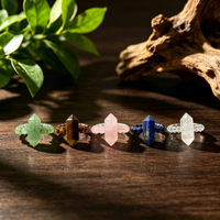 Reiki Edelstein-Perlen Elastischer Ring Handgefertigter Zarter Stapelbarer Unisex Verstellbarer Sechseckiger Kristall-Statement-Ring Trendiger NGTC