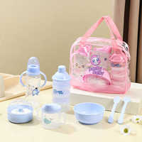 Coffret Cadeau d'Alimentation Bébé Personnalisé avec Logo comprenant Biberon en PP, Boîte de Rangement Lait en Poudre, Tasse d'Apprentissage, Bol, Cuillère et Fourchette