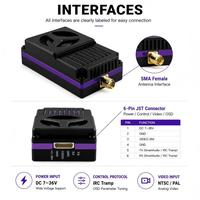 Transmisor de Video FPV Descboost 7.2G VTX 10W de Alta Potencia, Módulo de Enlace de Video Inalámbrico de Largo Alcance de 64 Canales con Antena
