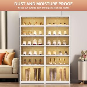 Customizable 9-Tier Durable Eco-Friendly <b>Plastic</b> Shoe Organizer Magnetic Closure Easy-to-Install Foldable Living Room Shoe - Product Image 4