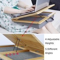 Mesa para Computadora Portátil de Bambú Premium JQ, Soporte Ajustable en Altura con Cojín para Cama, Oficina y Viajes