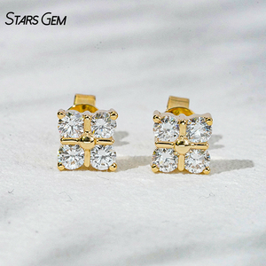 Starsgem 0.7ct 2.9mm Round Brilliant Cut Lab Grown Diamond 18K Yellow Gold Gold Plated Luxury Unisex <b>Stud</b> <b>Earrings</b> - Product Image 4