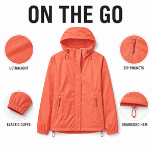 Chaqueta Impermeable Ultraligera para <span class=keywords><strong>Mujer</strong></span>, Plegable, con Capucha, Ligera, con Bolsillos con Cremallera, Puños Elásticos, Tallas S-XL, <span class=keywords><strong>Cortavientos</strong></span> - Product Image 3
