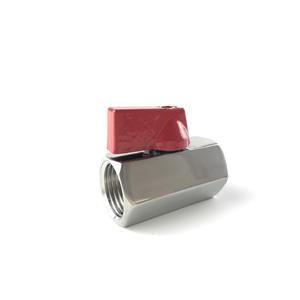Mini válvula de bola de 1/2 pulgada, acero inoxidable 316, mango rojo, rosca hembra, de una pieza, para agua y gases corrosivos - Product Image 4