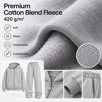 Ensemble survêtement homme en molleton de coton gris, coupe ample personnalisée, double couche, évasé, empilé, baggy et oversize, avec pantalon de jogging et sweat à capuche