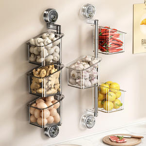 Panier de rangement de cuisine mural à ventouse sans perçage, en ABS, rectangulaire, gain de place, organisateur de rangement, 5 kg - Product Image 5