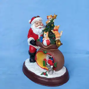 New Design Creative Modern Sculpture Christmas Tree Santa Claus Snowman Ornament Resin Crafts LED Decoration Home Gifts Craft