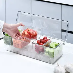 5 Separate Container Chilled Condiment Server Tray Ice Party Serving Bar For Salad Fruit Cheese