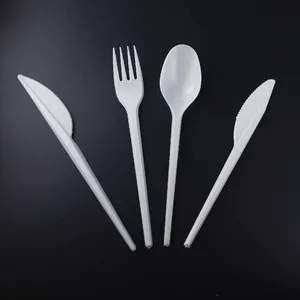 Eco Friendly Custom PS Plastic Serving Spoon Cutlery Set Disposable Knife And Folks Spoon