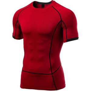 Top de compresión de alto rendimiento de manga corta Plain Rash Guard para fitness y entrenamiento de hombres - Product Image 5