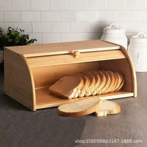 Bamboo Bread Storage Box Rectangle With Lid <b>Kitchen</b> Dustproof Large Capacity For Cakes And Pastries - Product Image 4