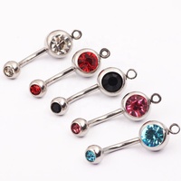 Anneau de nombril en acier inoxydable avec double boule de cristal, bijou de piercing corporel DIY, pendentif, barbell pour nombril
