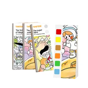 Libro di pittura ad acquerello tascabile di vendita caldo di Amazon, libri a colori per bambini con pittura a colori giocattoli per bambini