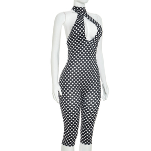 Viviblook D26JP260 Combinaison décontractée moulante sans manches à pois avec bretelles et dos nu pour femme - Product Image 3