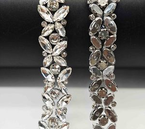 Tissu en dentelle perlée de luxe, <span class=keywords><strong>strass</strong></span>, paillettes, perles de verre - Adhésif thermofusible, style tige, forme œil de cheval <span class=keywords><strong>pour</strong></span> la couture de vêtements, garniture - Product Image 3
